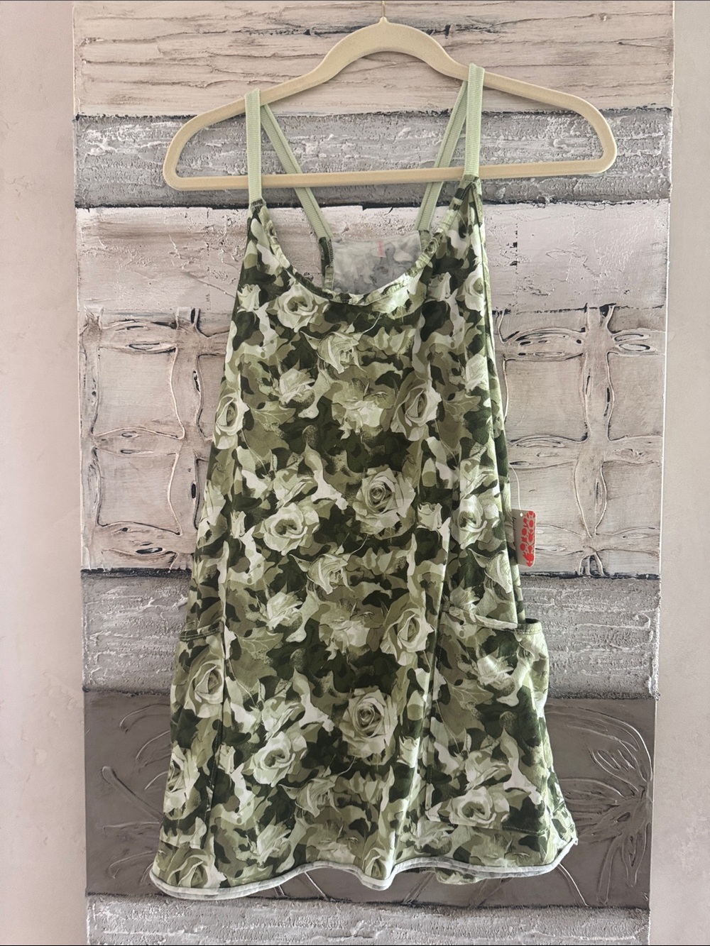 Free People hat shot mini dress. Gorgeous sold out green flowers.